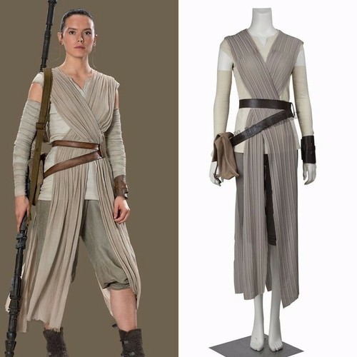 2018 Star Wars The Force Awakens Rey Disfraz Halloween Fiesta Traje Completo - Imagen 2 de 6