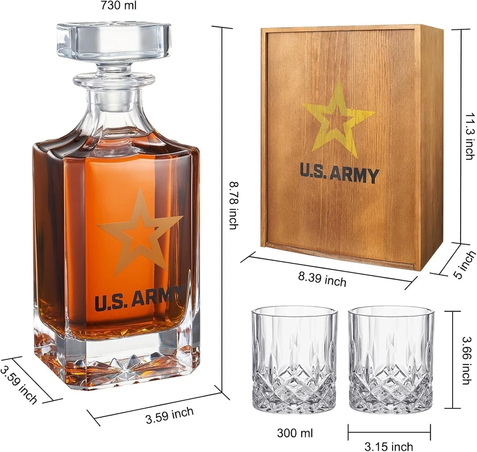 Juego de jarra de whisky de temática militar - 730 ml y 2 vasos para papá y veteranos Foto 4 de 4