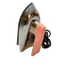 Nassau Electric Iron 1960's Childs No. 125 De Luxe Chrome Plated Pink Handle USA