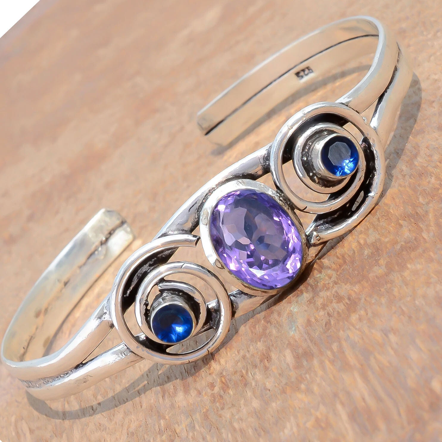 VALENTINO Bracciale in argento sterling 925 taglio ametista e pietra preziosa tanzanite regalo popolare