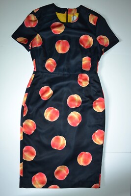 Paul Smith Mainline Navy  Peach  Print Satin Shift Dress Size  42 