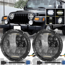 For Jeep Wrangler Jk Lj Tj Cj Pair 7 Black Round Led Headlights Angle Eyes Dot