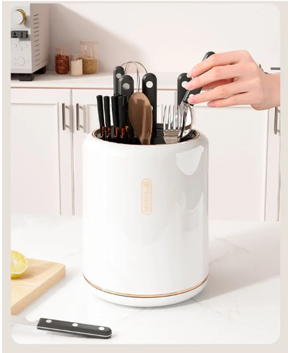 Kitchen Rotating Knives Holder 360 Degree Rotating Chopsticks Cage Cutlery Rack - Picture 7 of 13