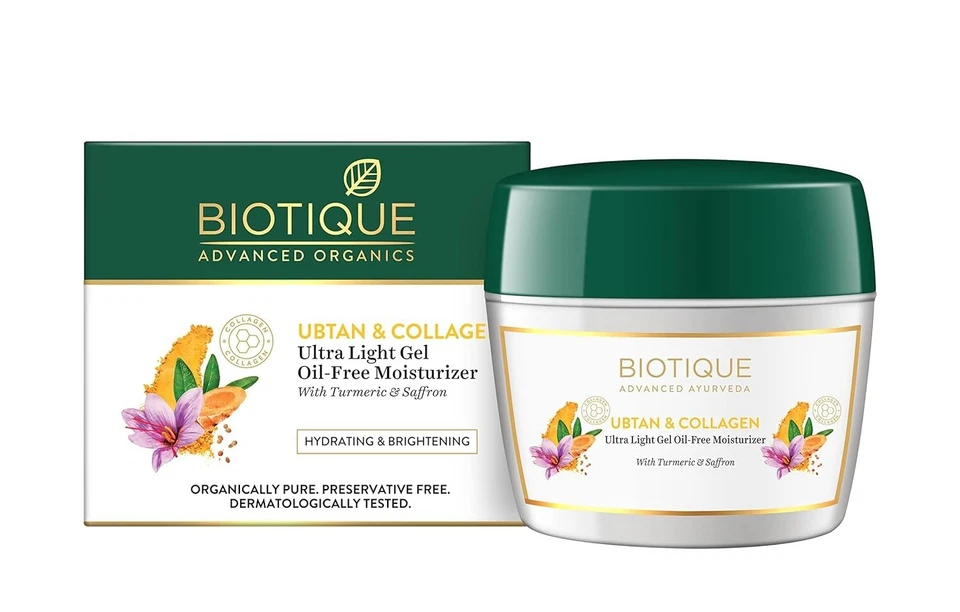 Gel hidratante ultra ligero sin aceite Biotique Ubtan & Collagen - Ilumina - 200 ml Foto 3 de 3