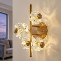 Wandleuchte Wandlampe Wohnzimmerlampe Glas Kristall Goldfarben Led L 41 Cm