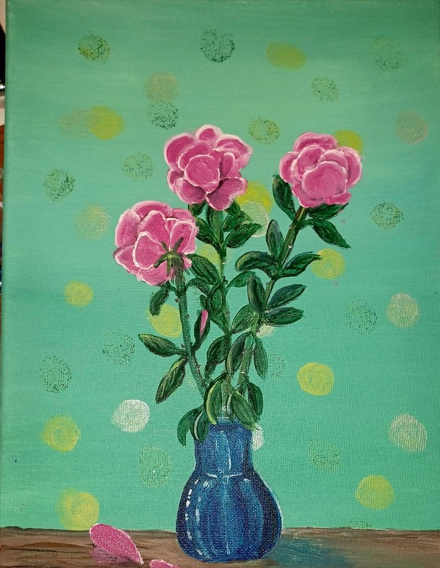 Original Art Painting by Seller "Sparkling Bouquet" 9 x 12 Stretched Canvas
