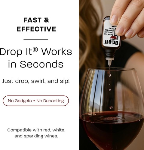 Gocce di Vino, - 10 ml, Confezione da 2 - Riduce Naturalmente Solfiti e Tannini in Rosso, con... - Foto 4 di 7