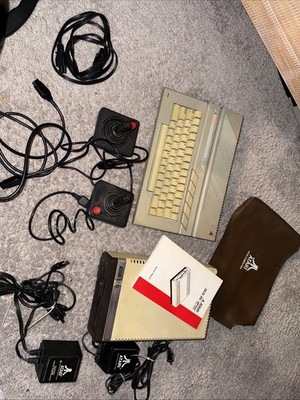 Vintage Atari 130XE Computer Atari 1050   Joy Sticks Power Converters Untested