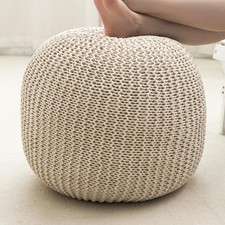 Pouf Ottoman Stuffed Round Modern Foam Filled Foot Rest Poufs Living Room Chair