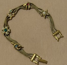 Vintage Goldette bracelet victorian revival snake, star, bee, flower