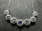 4.48g Vintage Sterling Silver 925 Purple Halo Circle Necklace Adjustable 18 in M