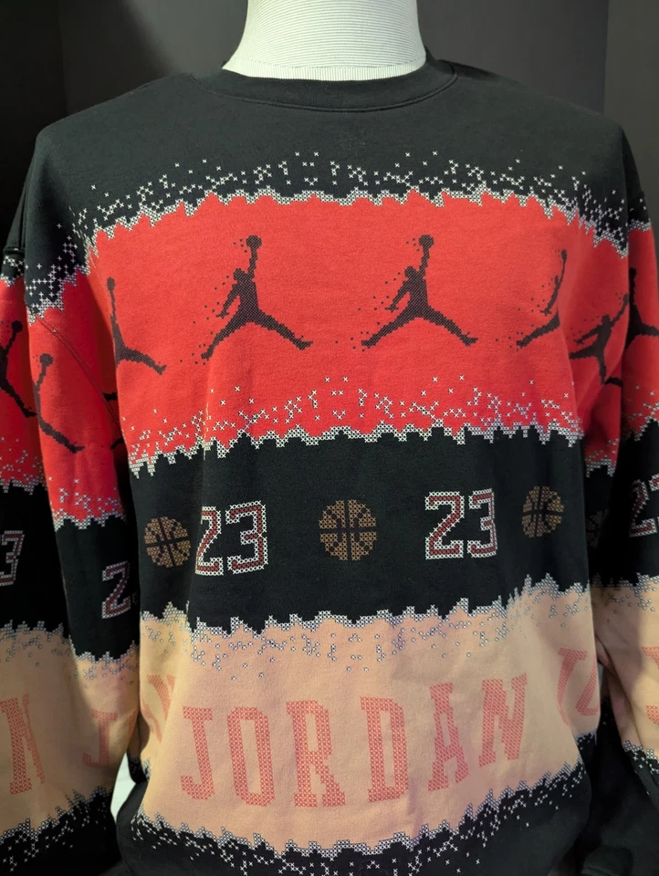 Nike Air Jordan Navidad Suéter 23 Negro Rojo Hombre Camisa Talla Grande  Foto 3 de 4