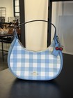 Coach Emily Shoulder Bag Gingham Print and Charm in Gold Blue Multi CEN07 new