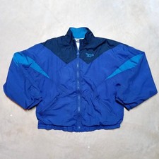 VTG Reebok 80s 90s Nylon Windbreaker Jacket Size LARGE Full Zip Blue Purple