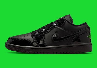 Nike Air Jordan 1 Low SE Black Croc Scream Green IQ9701-010 Women s Sizes NEW