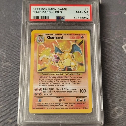 Pokemon Base Set Holo Rare Charizard 4/102 PSA 8 NM-MT