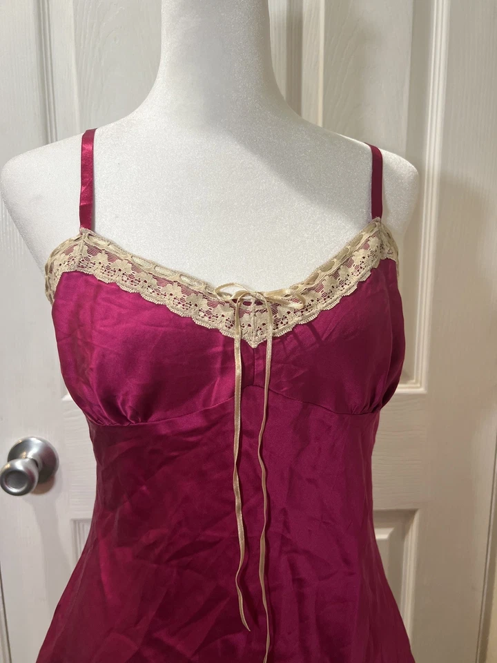 Camiseta sin mangas Express Design Studio magenta seda cami babydoll hada Y2K para mujer L Foto 2 de 4