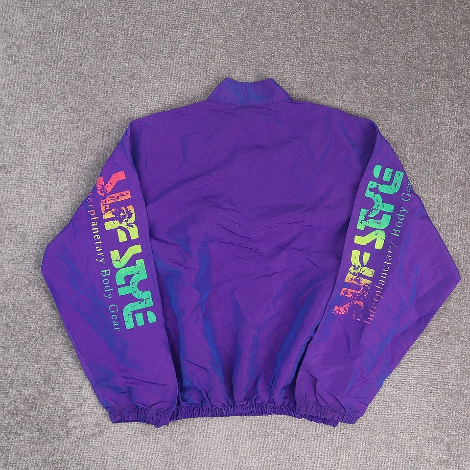 VTG 80s 90s Surf Style Iridescent OS 2XL Purple Long Sleeve Windbreaker Jacket - Image 2 of 4
