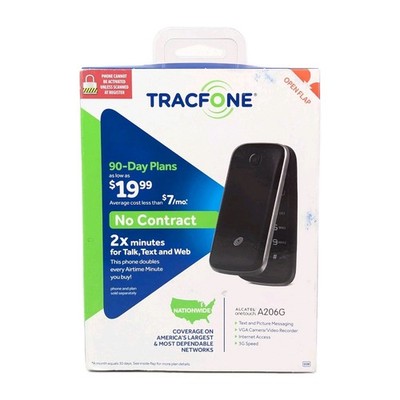 TRACFONE Alcatel One Touch A206G Flip Phone Black No Contract New 