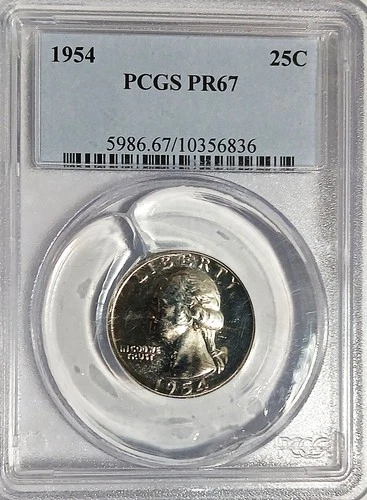 1954 Proof Washington 90% Silver Quarter better date pf67 mirror PCGS PR67