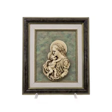 Madonna & Child 3D Relief Wall Art - Framed Devotional Sculpture - 14.75x12.75