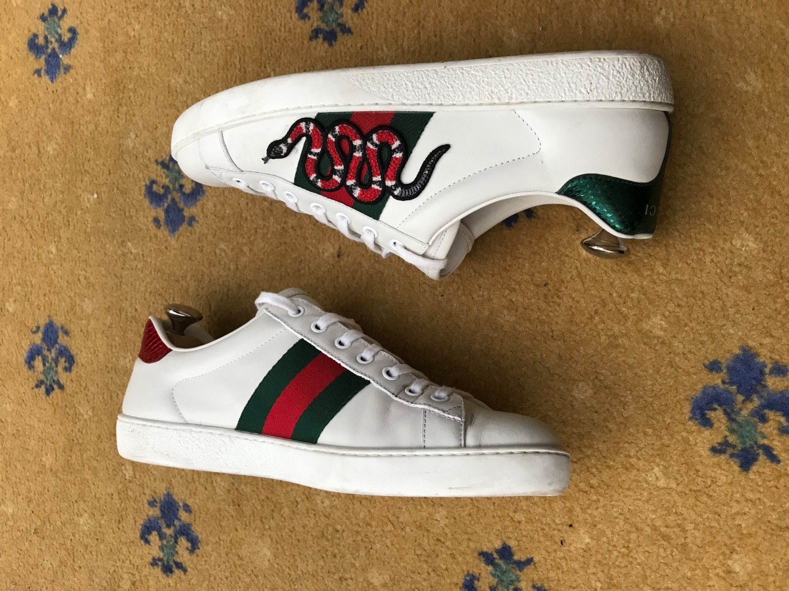 Gucci Ace Trainers Sneaker Shoes Snake Leather Web Green Red Mens UK 7 US 81 41 thumbnail 11
