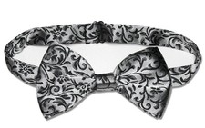 Antonio Ricci Men's BOWTie SILVER Paisley Design Mens Bow Tie for Tuxedo or Suit