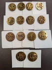 (14) Different World War 2 WWII U.S. Army Military #'d Collar Brass Disks