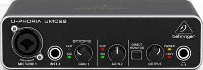 Behringer UMC22 - Interferace Audio with Preampem MIDAS 2x2 (FREE SHIPPING!!)