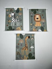 Safari Nursery Wall Art Set 12x16 Zebra Lion Giraffe Prints