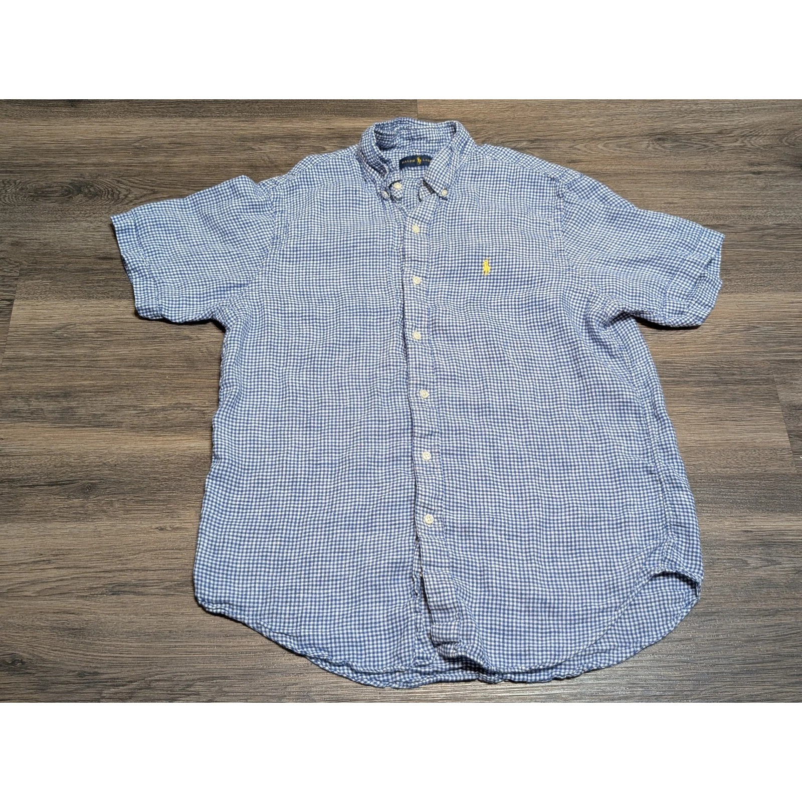 Ralph Lauren Mens Large Blue Gingham Linen Short Sleeve Button Down Shirt Pony
Opens in a new window