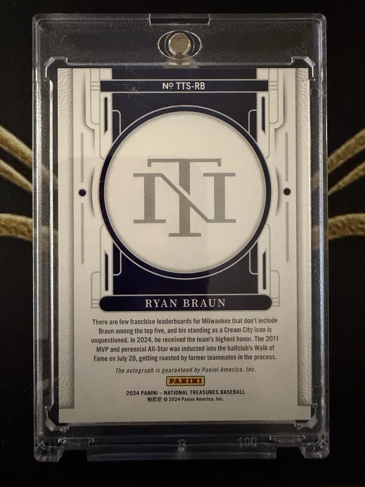 2024 Panini National Treasures - Timeless Talents Signat Ryan Braun #TTS-RB /49 - Imagem 2 de 2