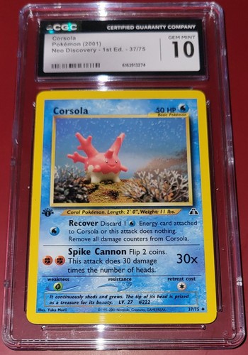 Corsola (1st Edition) graded CGC 10 for sale on eBay