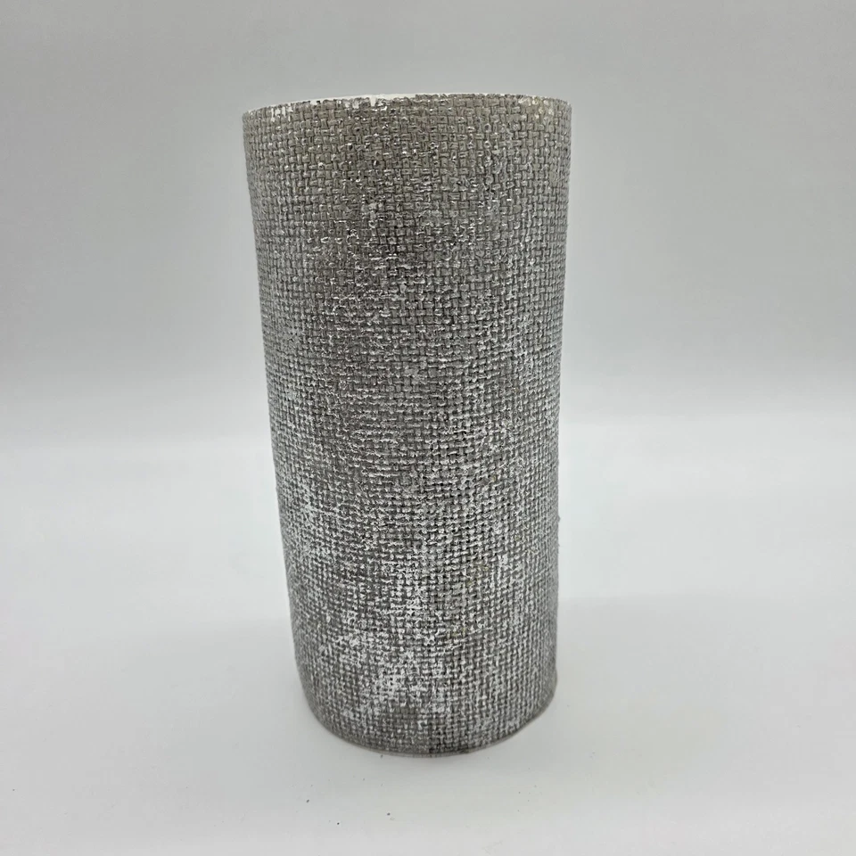 Silver Textured Pillar Candle – 4" x 8" Large Decorative Candle – Holiday... - Image 2 of 4