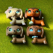 LPS 4Pcs Dachshund Mini Pet Shop Dog Kid Toy Collectible Figure Pet Cute Gift