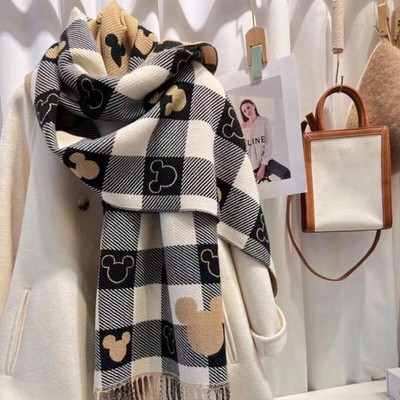 Disney Mickey Women's Scarf Double Sided Shawl Winter Neck Warm Soft Scarf Gifts
