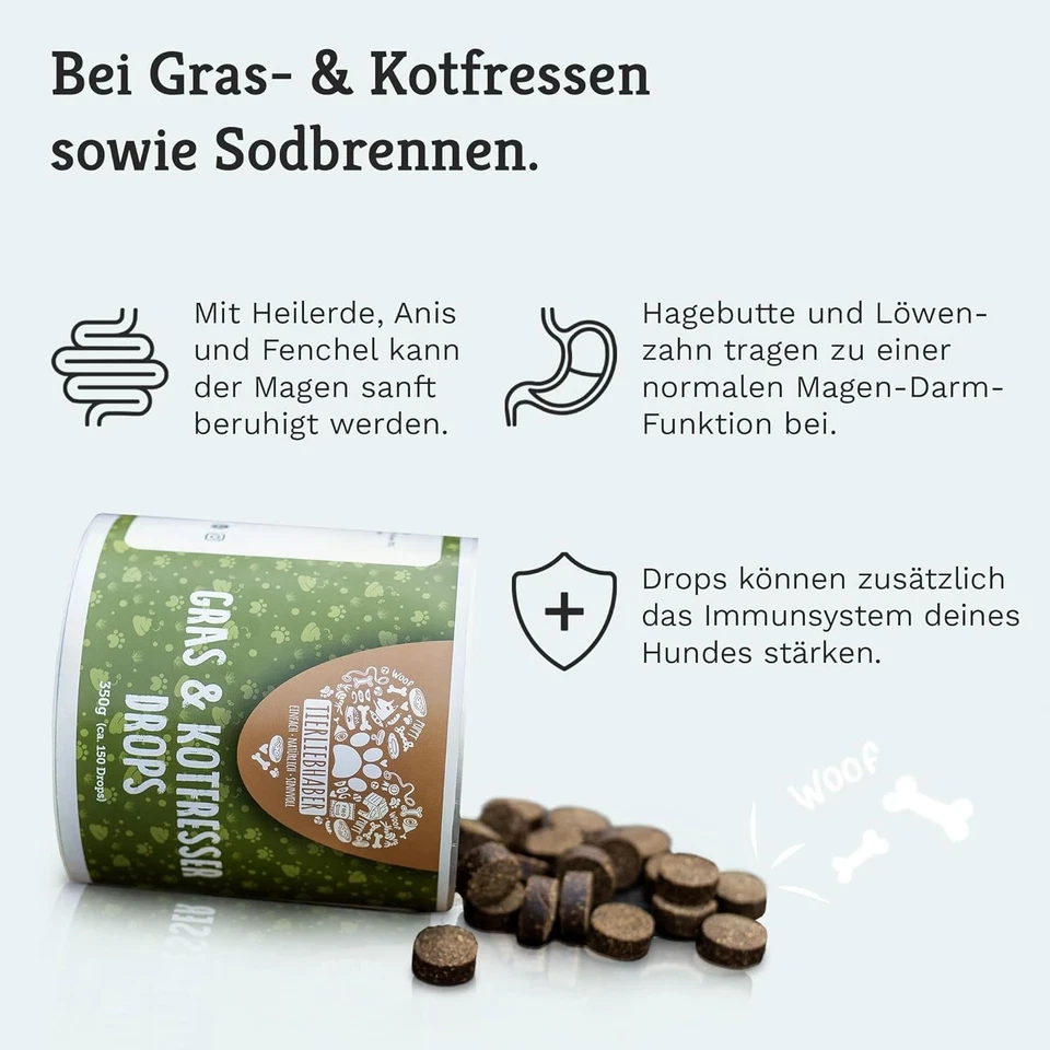 Gras- & Kotfressen Drops Für Hunde Bei Fressen Von Gras Beruhigt Den Magen Darm - Bild 2 von 4