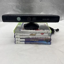 Xbox 360 Kinect Sensor with 5 Games Lot Need For Speed Star Wars Sports Disney