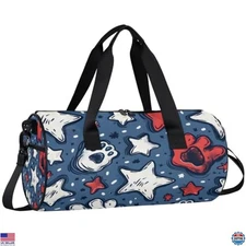 Animals Cat Scratches Round Barrel Sports Fitness Bag, Greyish Blue Travel