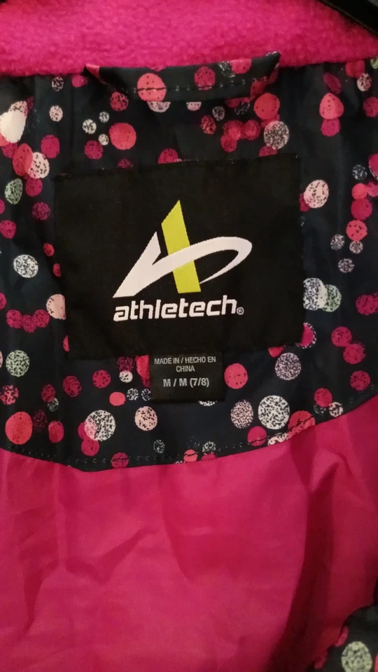Chaqueta hinchada manchada azul/rosa para niñas Athletech talla 7/8 Foto 3 de 3