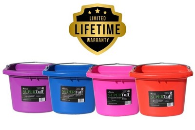 SuperTuff Heavy Duty Horse Water Bucket 5 Gallon Livestock Feeder Black