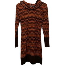 prAna Meryl Long Sleeve Hooded Chevron Sweater Dress