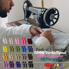 4 Pack of 5000 Yard Spools, Sewing Thread, All Purpose, 100% Polyester