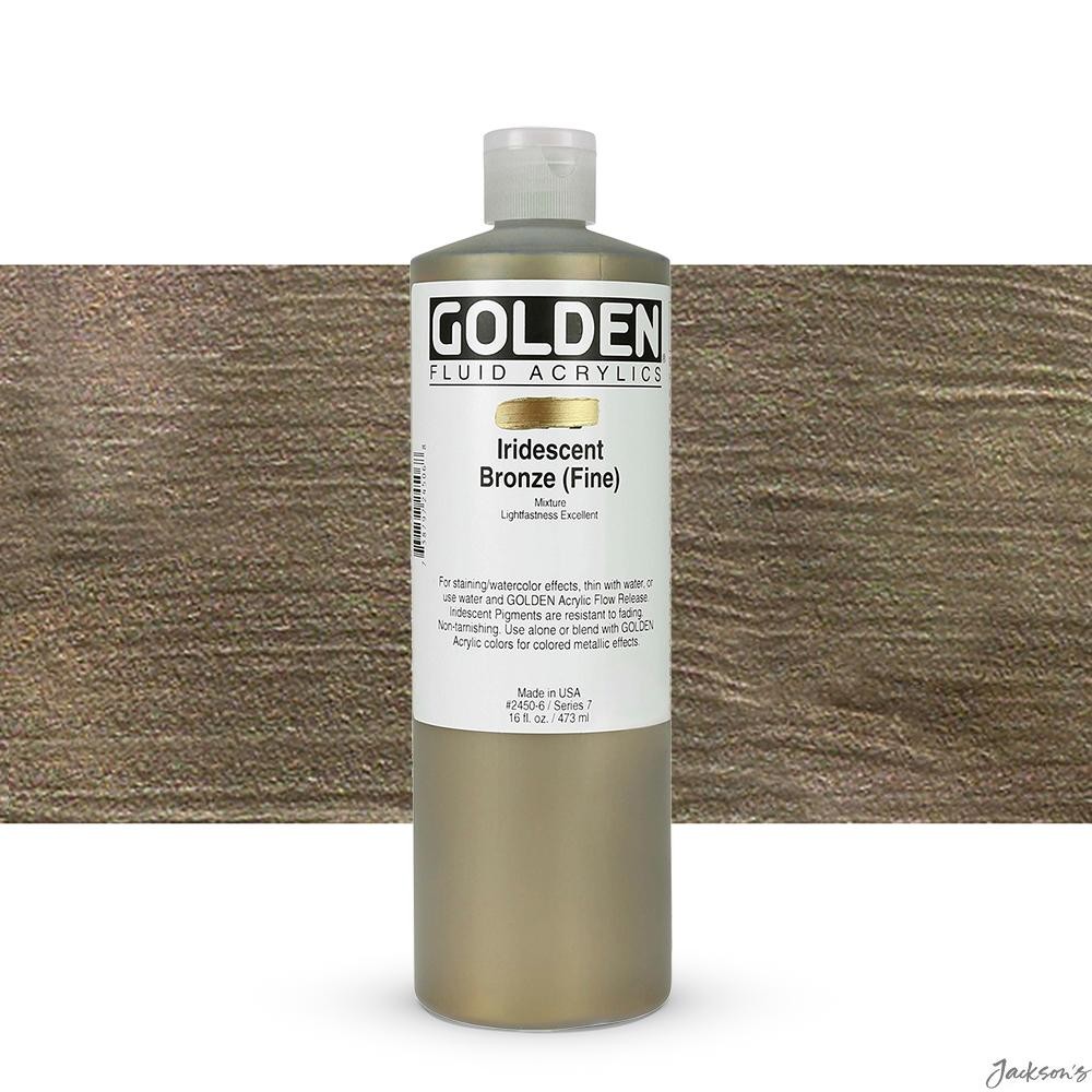 Golden Fluid Acrylic Paint Iridescent Bronze Fine 473ml 16oz For Art Crafting
