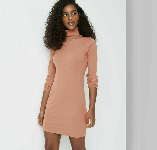 Long Sleeve Bodycon Dress Blush Brown 