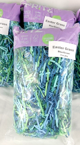 4 Pkgs Mixed Blue & Green Crinkle Paper Shreds For Gift Packaging & Easter Grass - Picture 2 of 3