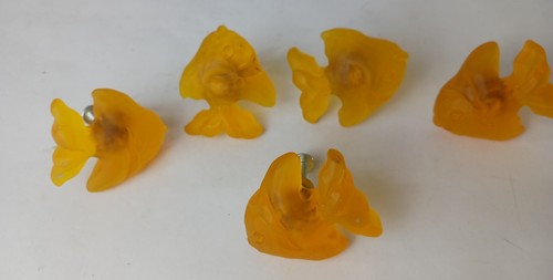 5, Vintage Schubladengriff Orange Gold Fischgriff Küche Schrank Kommode Türknauf - Bild 1 von 6