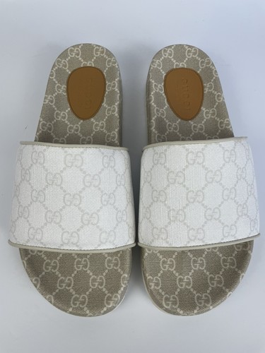 Gucci 699939 GG Supreme White/Mystic White Slides Sandals Mens 10/US 10.5 - Picture 5 of 12