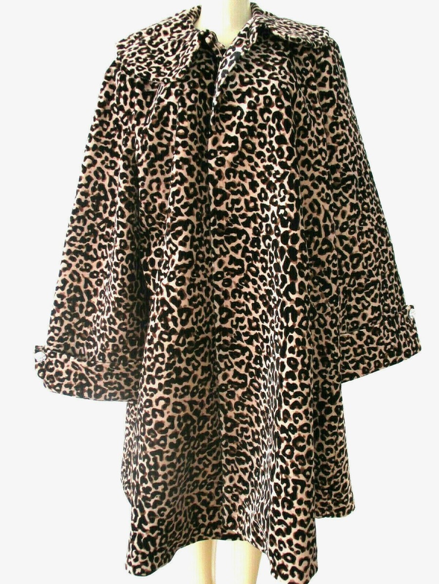 Leopard Swing Coat Touch Of Cyn Cyndi Lauper Size S Rhinestone