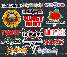 15 Hair Metal Rock Band Logo Stickers - Clear Holographic Or White - Poison 15 Hair Metal Rock Band Logo Stickers - Clear Holographic Or White - Poison
